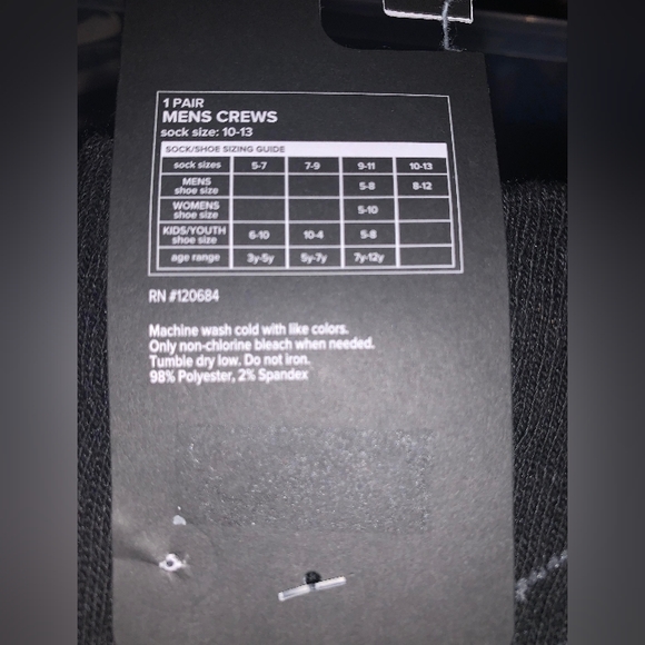 Hot Topic Men Crew Sock 8-12 - Picture 2 of 2